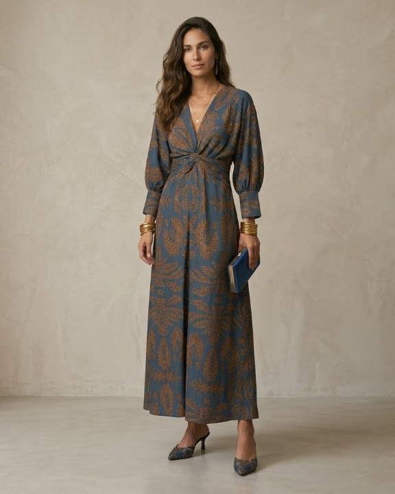 Valeria™ | Vestido midi con estampado artístico