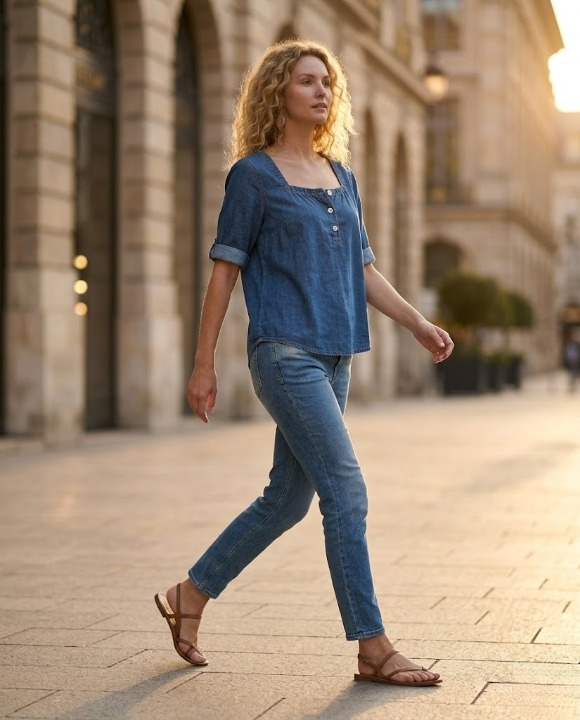 Blusa Vaquera Ligera – Cuello Cuadrado