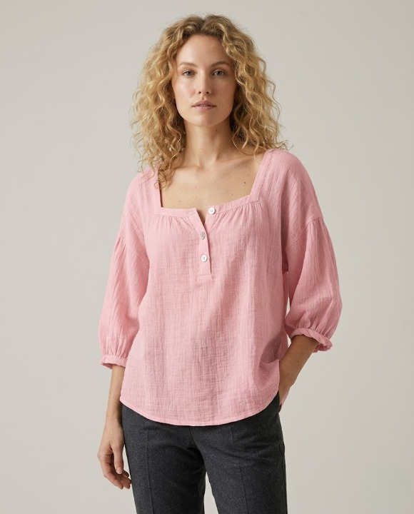 Blusa Brisa Ligera - Cuello cuadrado y manga 3/4