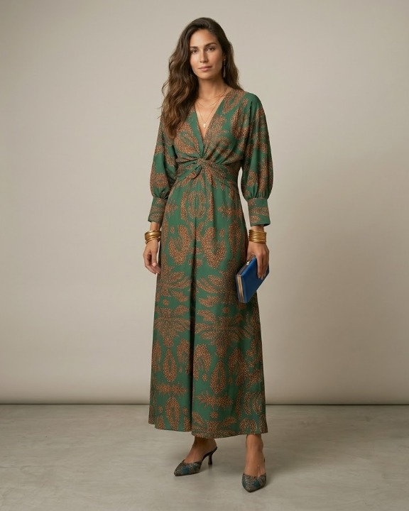 Valeria™ | Vestido midi con estampado artístico