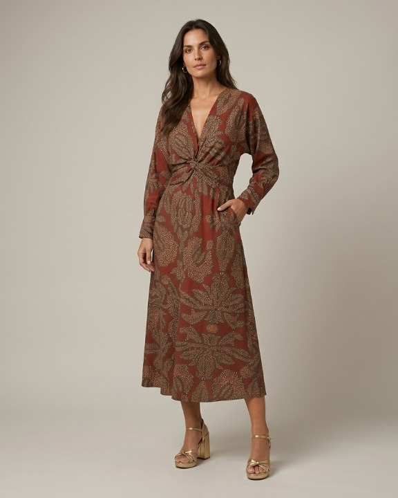Valeria™ | Vestido midi con estampado artístico