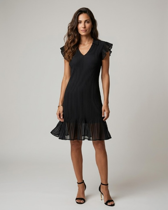 Vestido Elegante de Verano con Encaje y Cuello en V