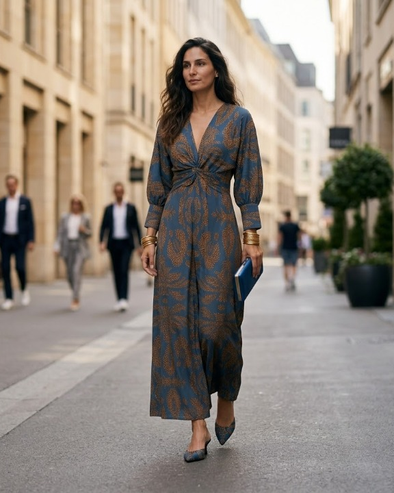 Valeria™ | Vestido midi con estampado artístico